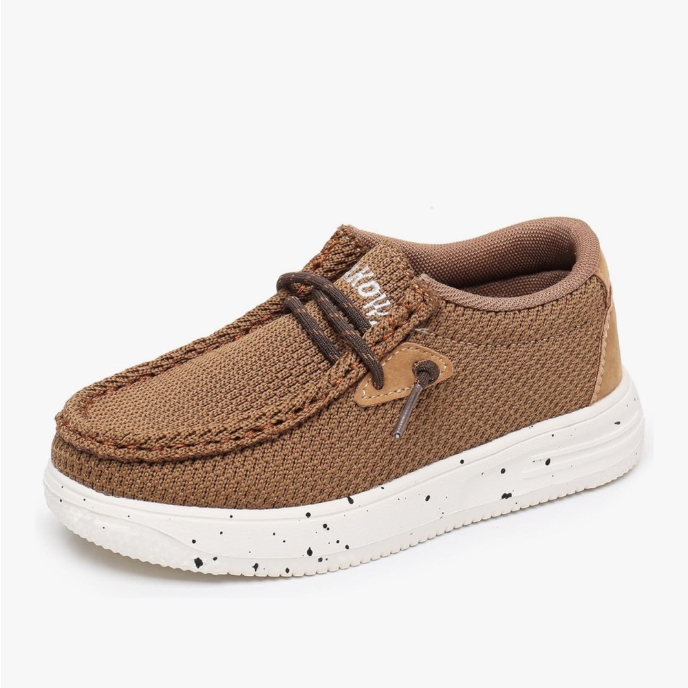 Apakowa Kids Brown Loafers SlipOn Casual Walking Shoes Comfortable & Lightweight